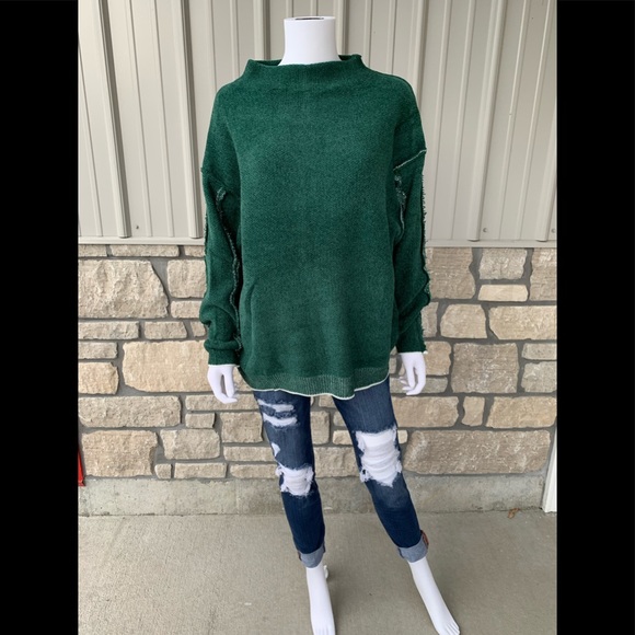 Hunter green suede sweater - Picture 1 of 3